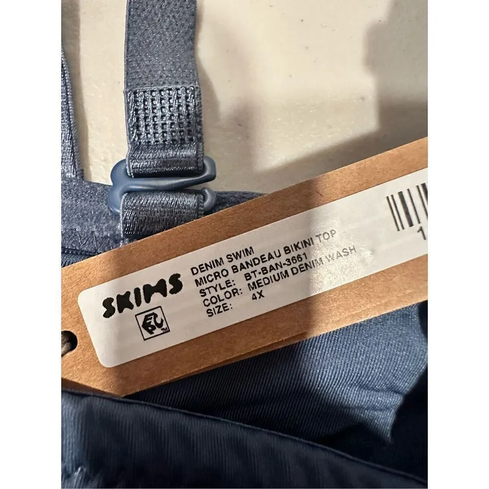 NWT- Skims Denim Swim Bandeau Bikini Top